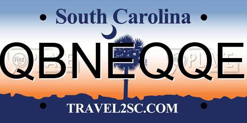 QBNEQQE South Carolina License Plate