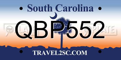 QBP552 South Carolina License Plate