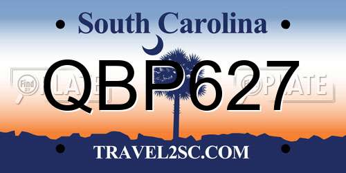 QBP627 South Carolina License Plate