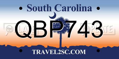 QBP743 South Carolina License Plate