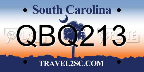 QBQ213 South Carolina License Plate