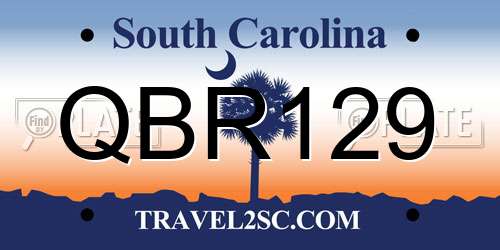 QBR129 South Carolina License Plate
