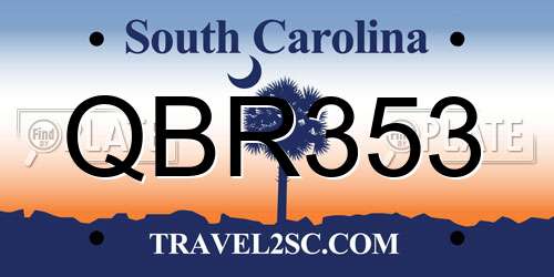 QBR353 South Carolina License Plate