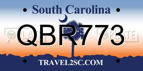 QBR773 South Carolina License Plate