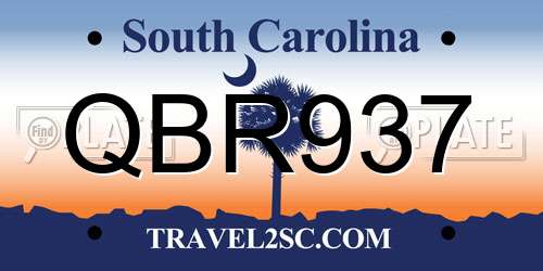 QBR937 South Carolina License Plate