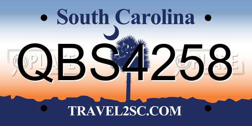 QBS4258 South Carolina License Plate