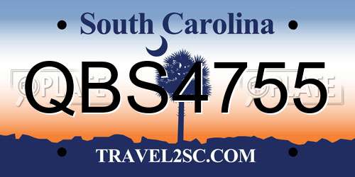 QBS4755 South Carolina License Plate