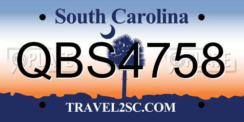 QBS4758 South Carolina License Plate