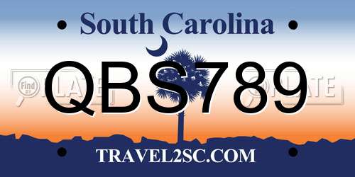 QBS789 South Carolina License Plate