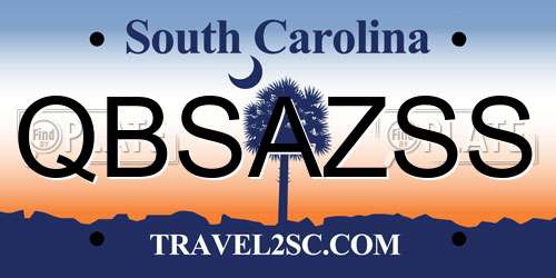 QBSAZSS South Carolina License Plate