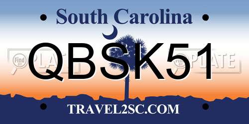 QBSK51 South Carolina License Plate
