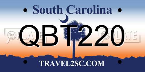 QBT220 South Carolina License Plate