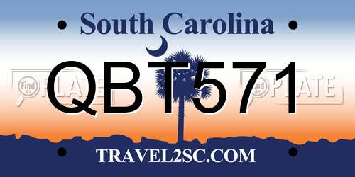 QBT571 South Carolina License Plate