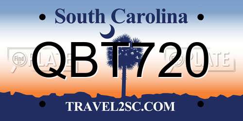 QBT720 South Carolina License Plate
