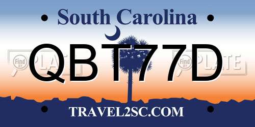 QBT77D South Carolina License Plate