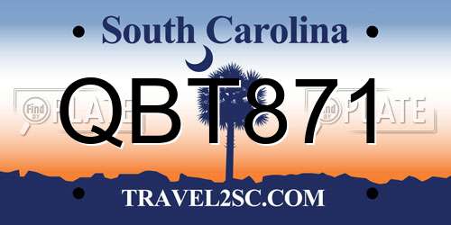 QBT871 South Carolina License Plate