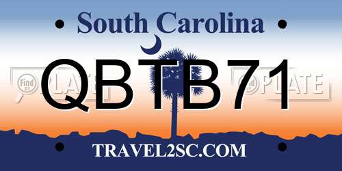 QBTB71 South Carolina License Plate