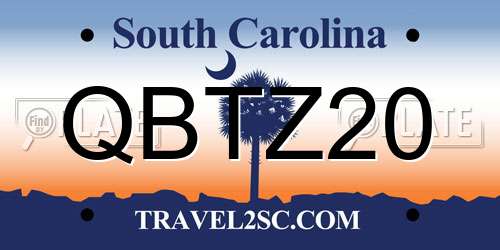 QBTZ20 South Carolina License Plate