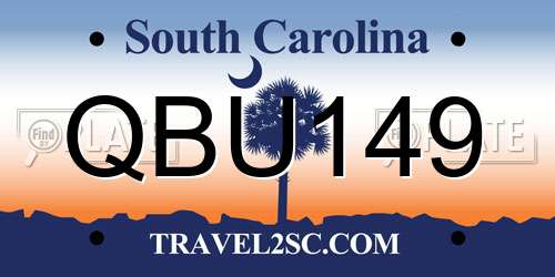 QBU149 South Carolina License Plate