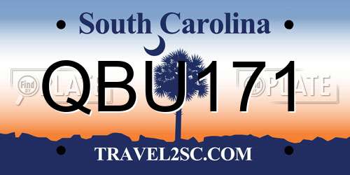 QBU171 South Carolina License Plate