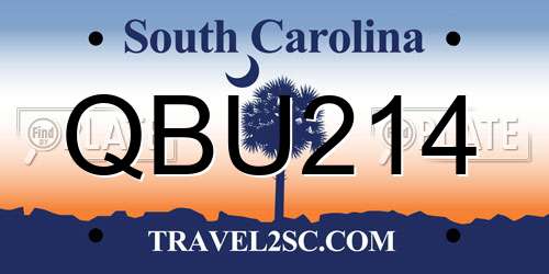 QBU214 South Carolina License Plate