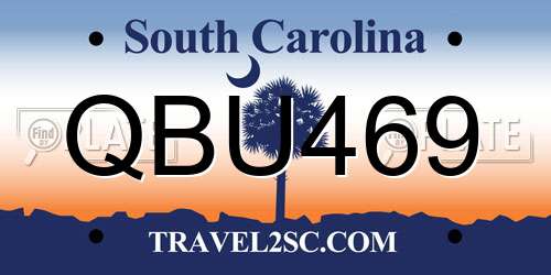 QBU469 South Carolina License Plate