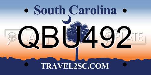 QBU492 South Carolina License Plate