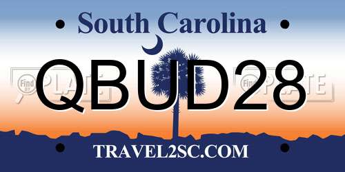 QBUD28 South Carolina License Plate