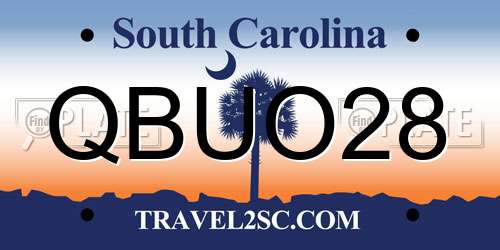 QBUO28 South Carolina License Plate