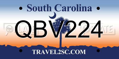 QBV224 South Carolina License Plate