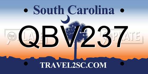 QBV237 South Carolina License Plate