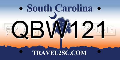 QBW121 South Carolina License Plate