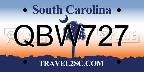 QBW727 South Carolina License Plate