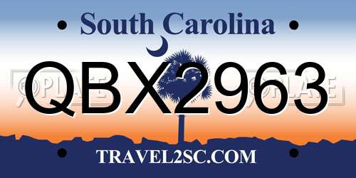 QBX2963 South Carolina License Plate