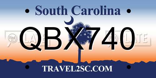 QBX740 South Carolina License Plate