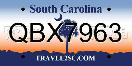 QBX7963 South Carolina License Plate