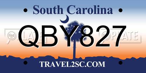 QBY827 South Carolina License Plate