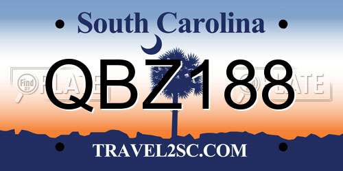QBZ188 South Carolina License Plate