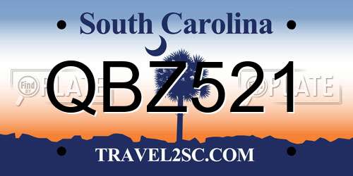 QBZ521 South Carolina License Plate