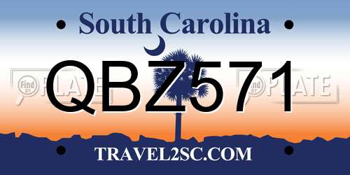 QBZ571 South Carolina License Plate