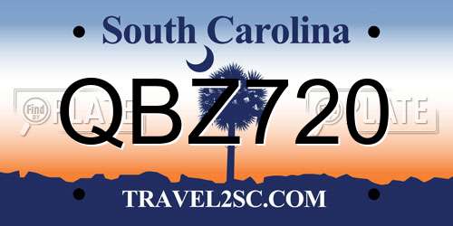 QBZ720 South Carolina License Plate