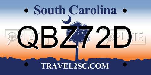 QBZ72D South Carolina License Plate