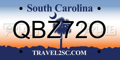 QBZ72O South Carolina License Plate