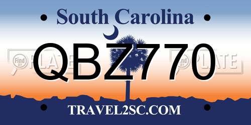 QBZ770 South Carolina License Plate