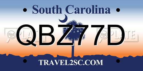 QBZ77D South Carolina License Plate