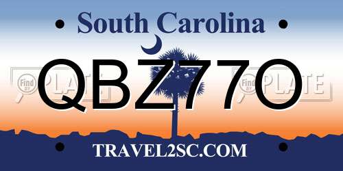 QBZ77O South Carolina License Plate