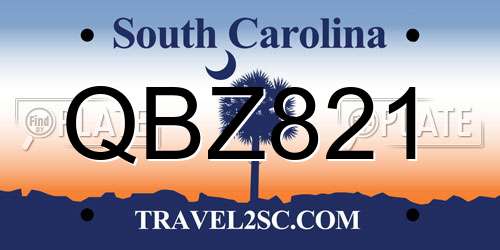 QBZ821 South Carolina License Plate