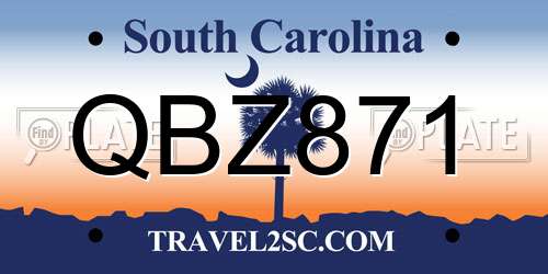 QBZ871 South Carolina License Plate