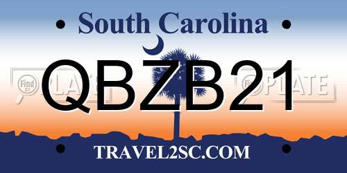 QBZB21 South Carolina License Plate