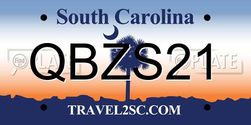 QBZS21 South Carolina License Plate